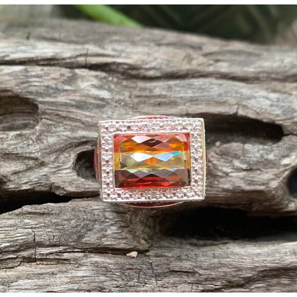 Rarities Sterling Silver Multi Color Crystal Ring - Picture 1 of 4